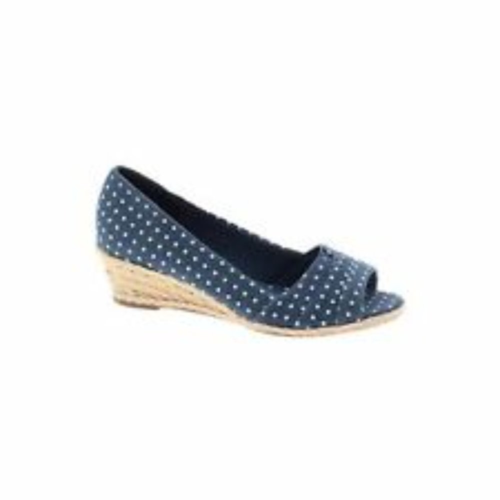 Amelia Grace open toe Blue and white polka dot espadrilles  sz 8